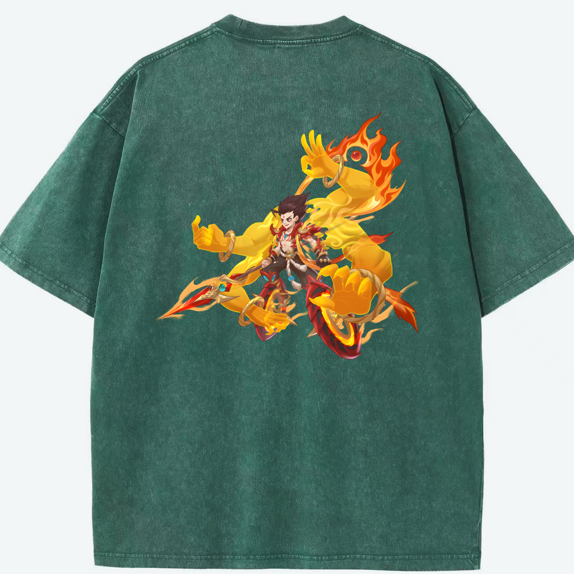 （画像用） Ne Zha 2 ナタ 魔童の大暴れ 綿100% ヴィンテージ風 半袖Tシャツ（背面プリント）